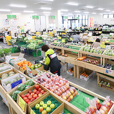 約500種類の野菜・山菜・果物、花のまちえにわならではの花がお客様をお出迎え